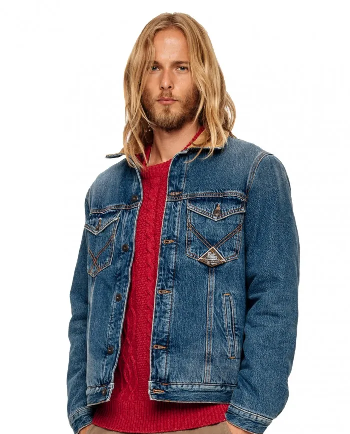 ROY ROGER'S Giacca Jeans Uomo Ralph A-ES Denim Cotone Lana Check Bottoni 01 RALPH