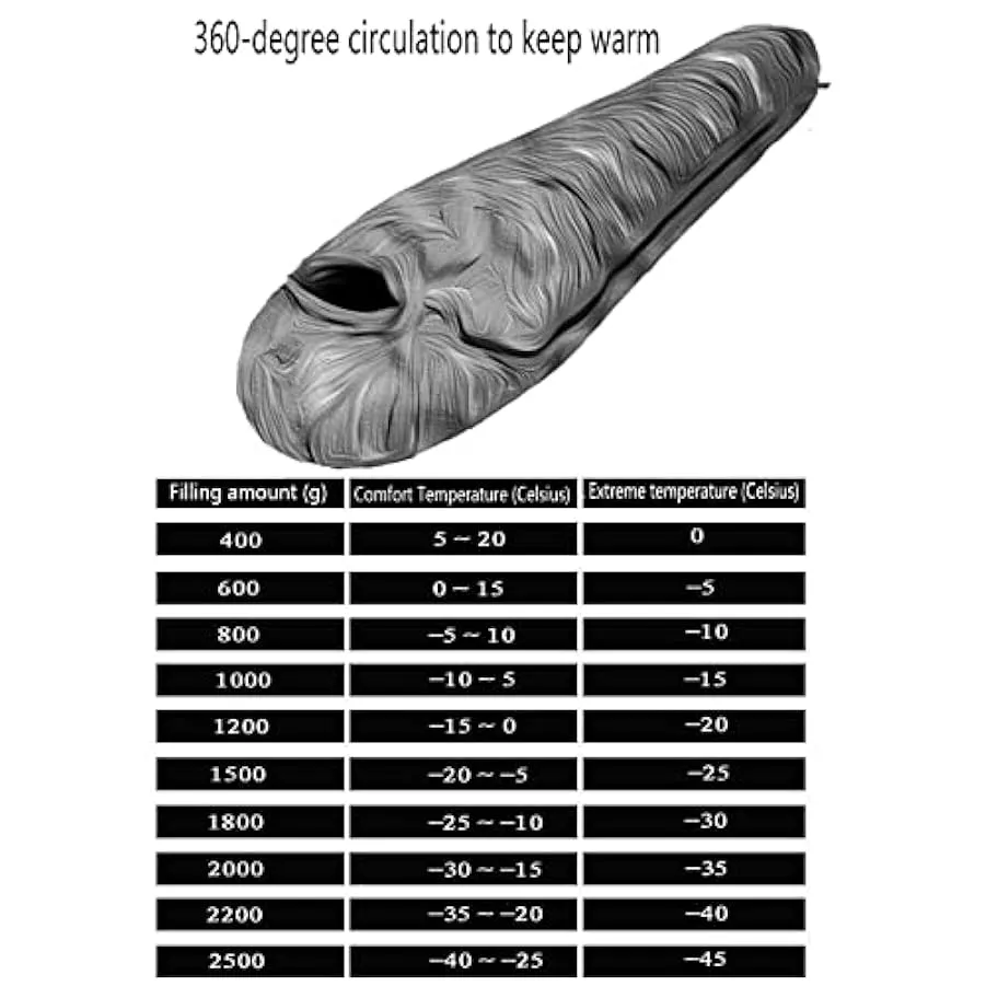 Sacchi a pelo rettangolari per adulti Inverno Caldo Bivy Sack Sleeping Gear Ultra-leggero Piumino d’oca Esterno Caldo Protezione