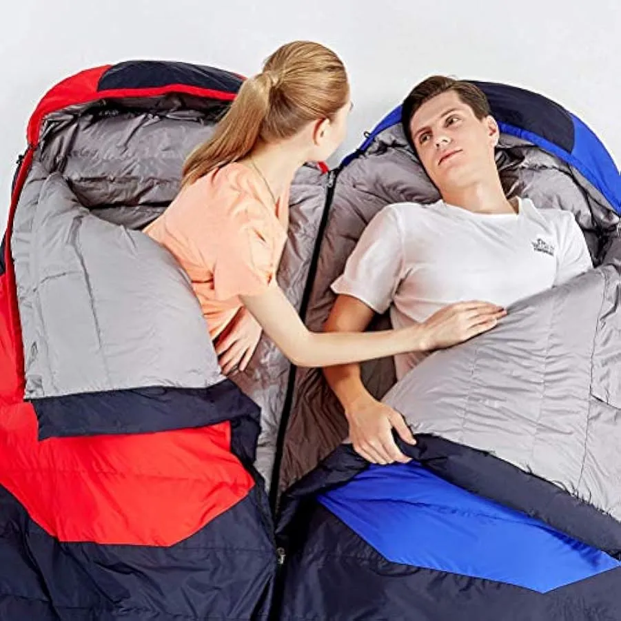 Sacco a pelo in piumino 3-4 stagioni: 210 * 80 cm, resistente all’acqua, perfetto per l’esterno, campeggio, zaino in spalla, esc
