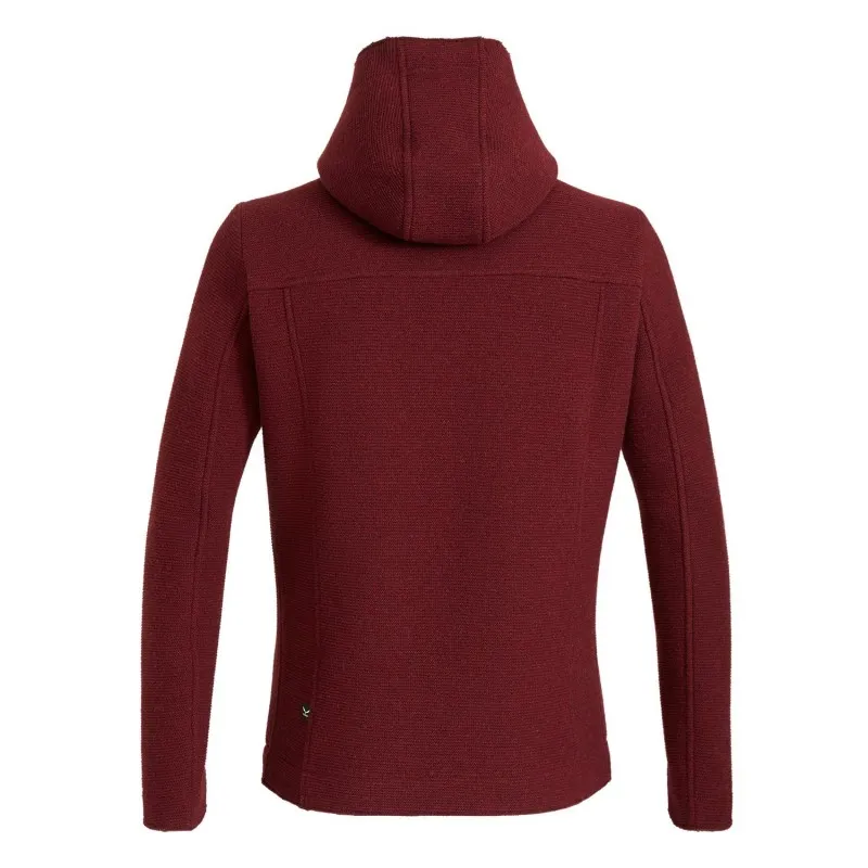 Salewa SARNER LANA - FELPA ZIP LUNGA CON CAPPUCCIO UOMO BROWN PORT ROYAL