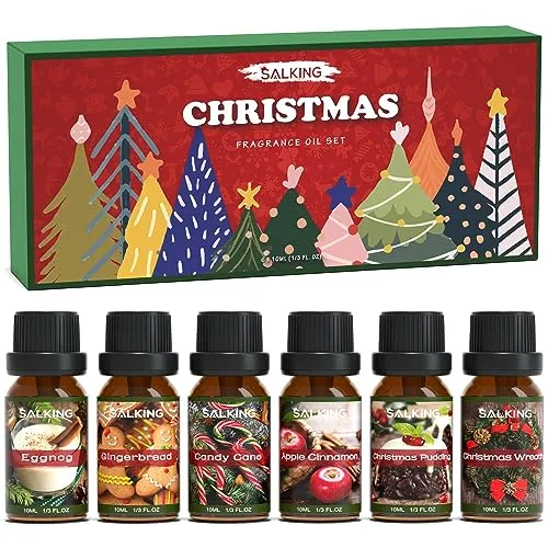 SALKING Oli Essenziali Natale per Diffusori 6x10ml, Set di Olio Essenziale Puri per Aromaterapia - Ghirlanda di Natale, mela all