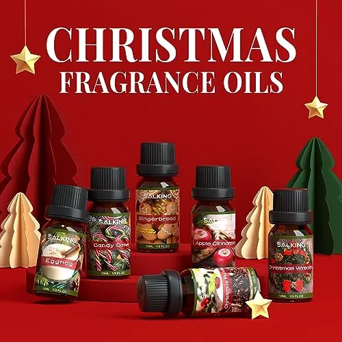 SALKING Oli Essenziali Natale per Diffusori 6x10ml, Set di Olio Essenziale Puri per Aromaterapia - Ghirlanda di Natale, mela all