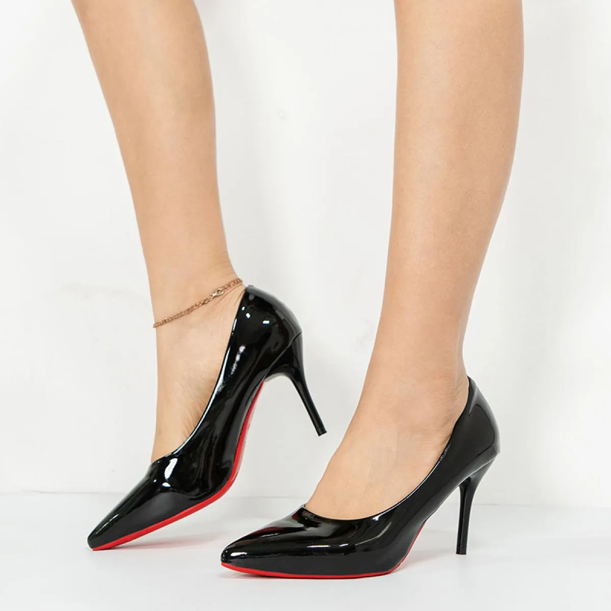Scarpe da donna Décolleté a punta Abito in pelle verniciata Scarpe con tacco alto Scarpe con tacco da sposa Zapatos Mujer Décoll
