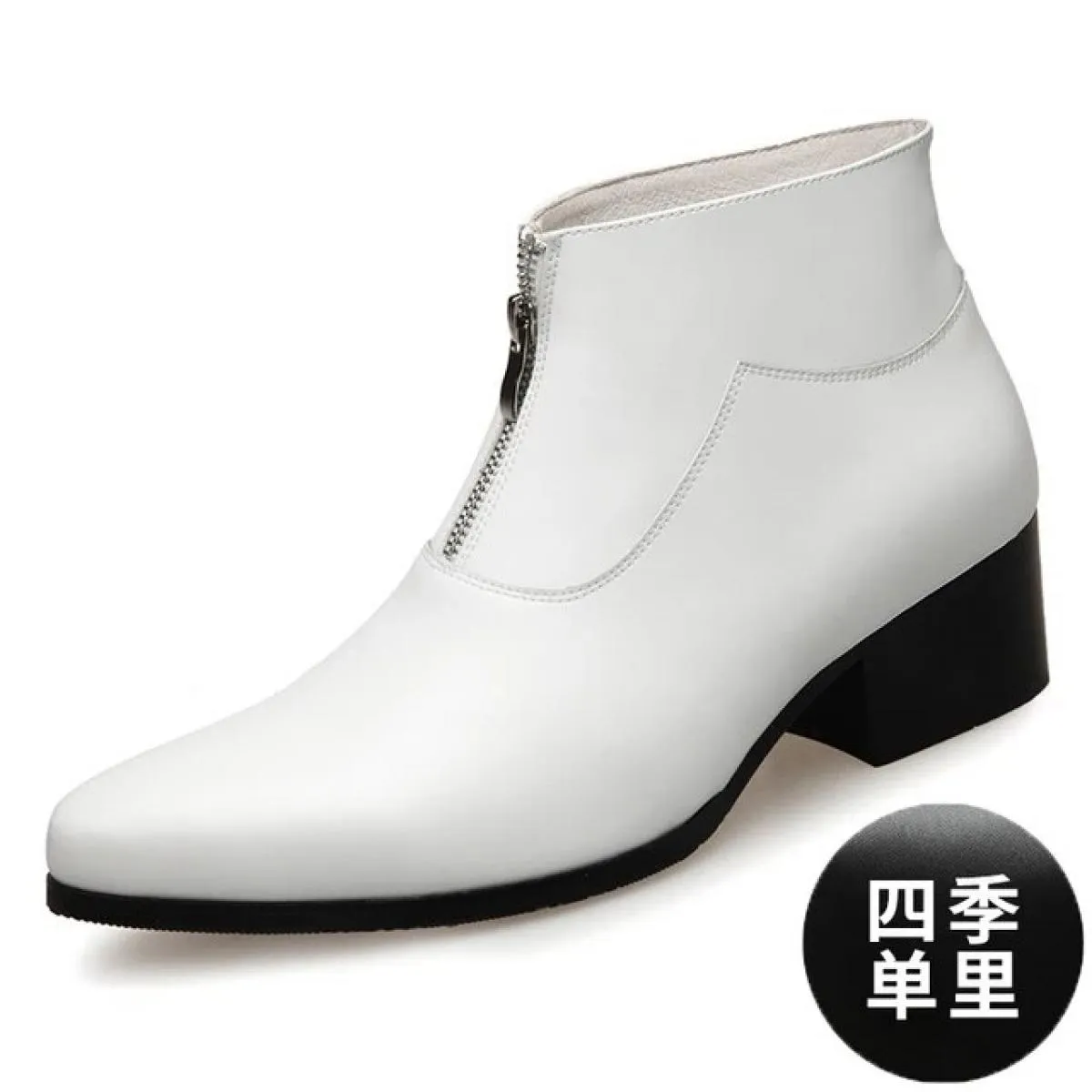 Scarpe inglesi in pelle a punta Stivali Chelsea alti da uomo Stivali Martin bianchi in vera pelle con punta media Stivali in pel