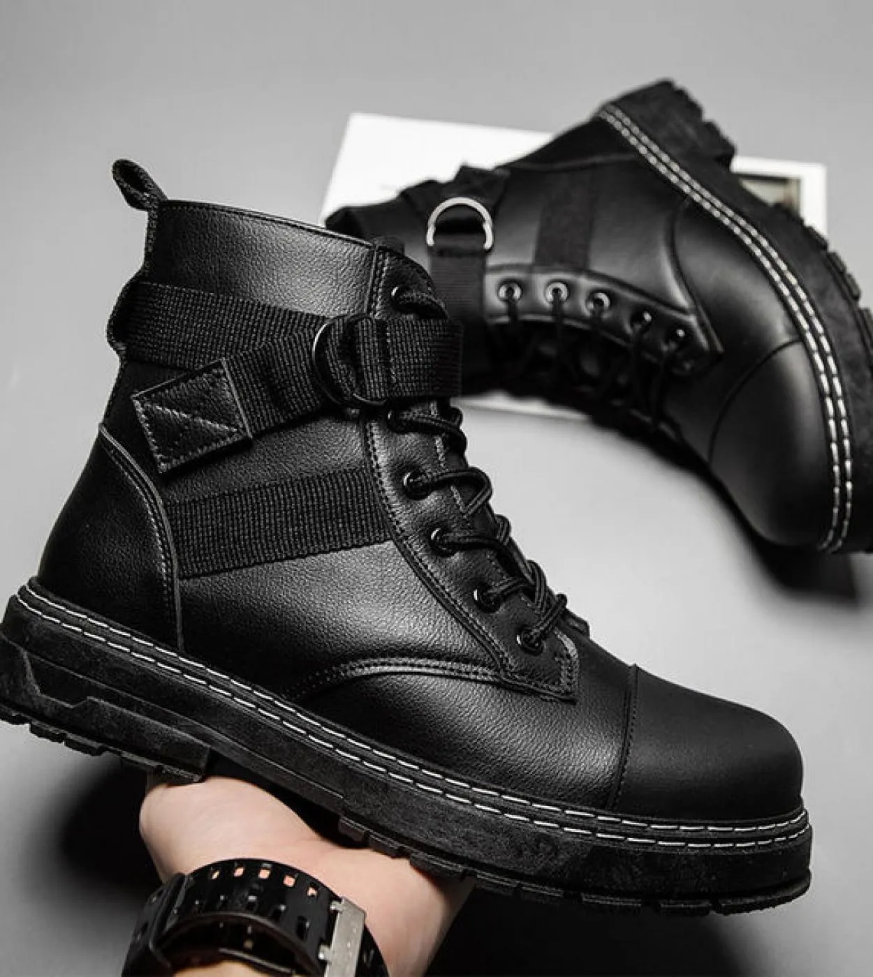 Scarpe invernali da uomo Calde comode antiscivolo Stivali da neve da uomo da esterno Abiti da lavoro da uomo Stivali militari St