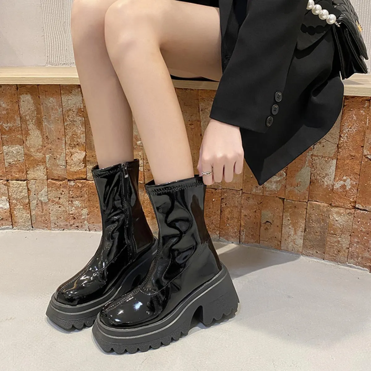 Scarpe tacchi alti Stivali da moto Stivali da neve alti Chelsea Stivali da donna Scarpe 2023 Inverno Nuove pompe di moda Goth Ch