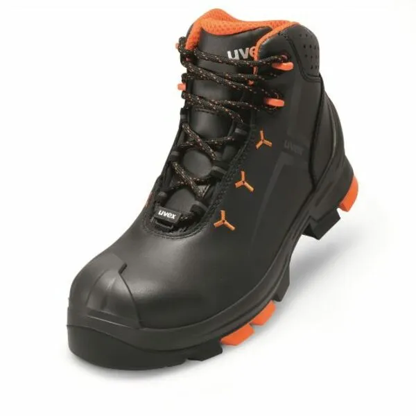 Scarponcini antinfortunistici S3 Uvex da  Unisex tg. 48, col. Nero, Arancione, ESD, resistenti all'acqua, con puntale