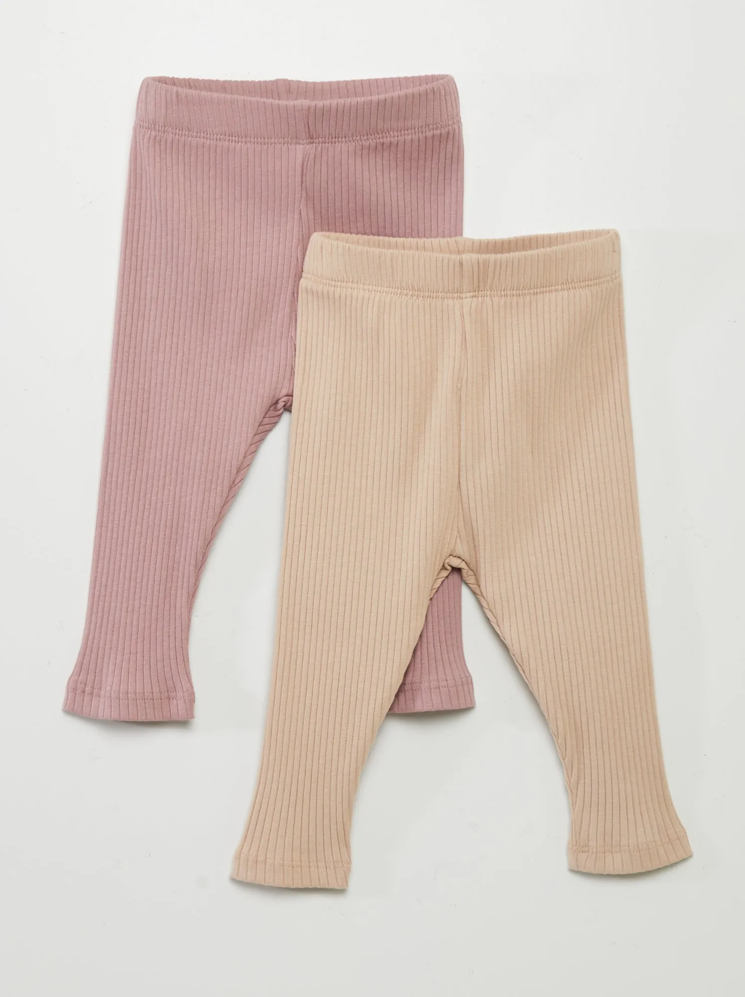 Set di 2 leggings a coste - BEIGE