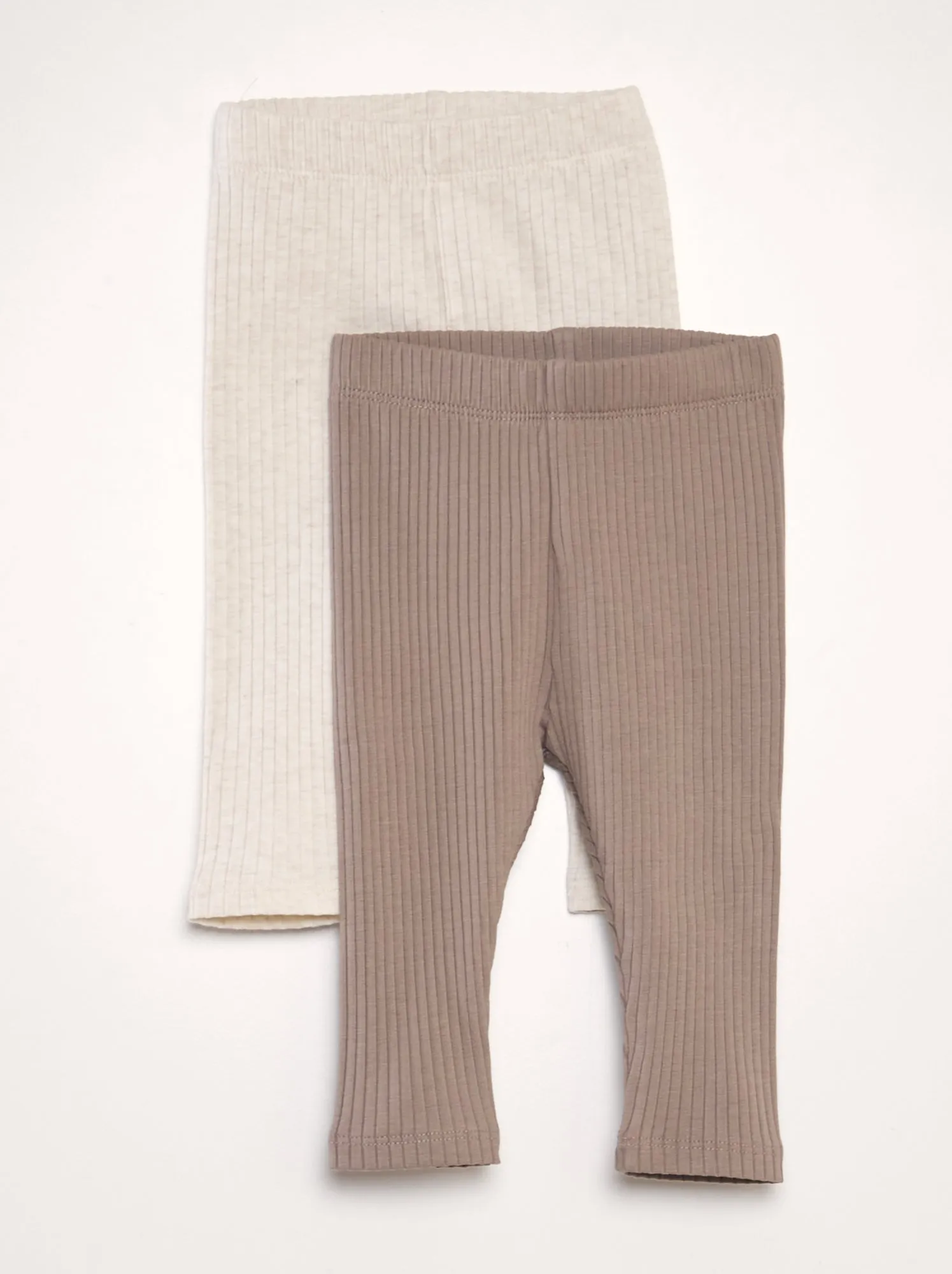 Set di 2 leggings a coste Unisex - BEIGE