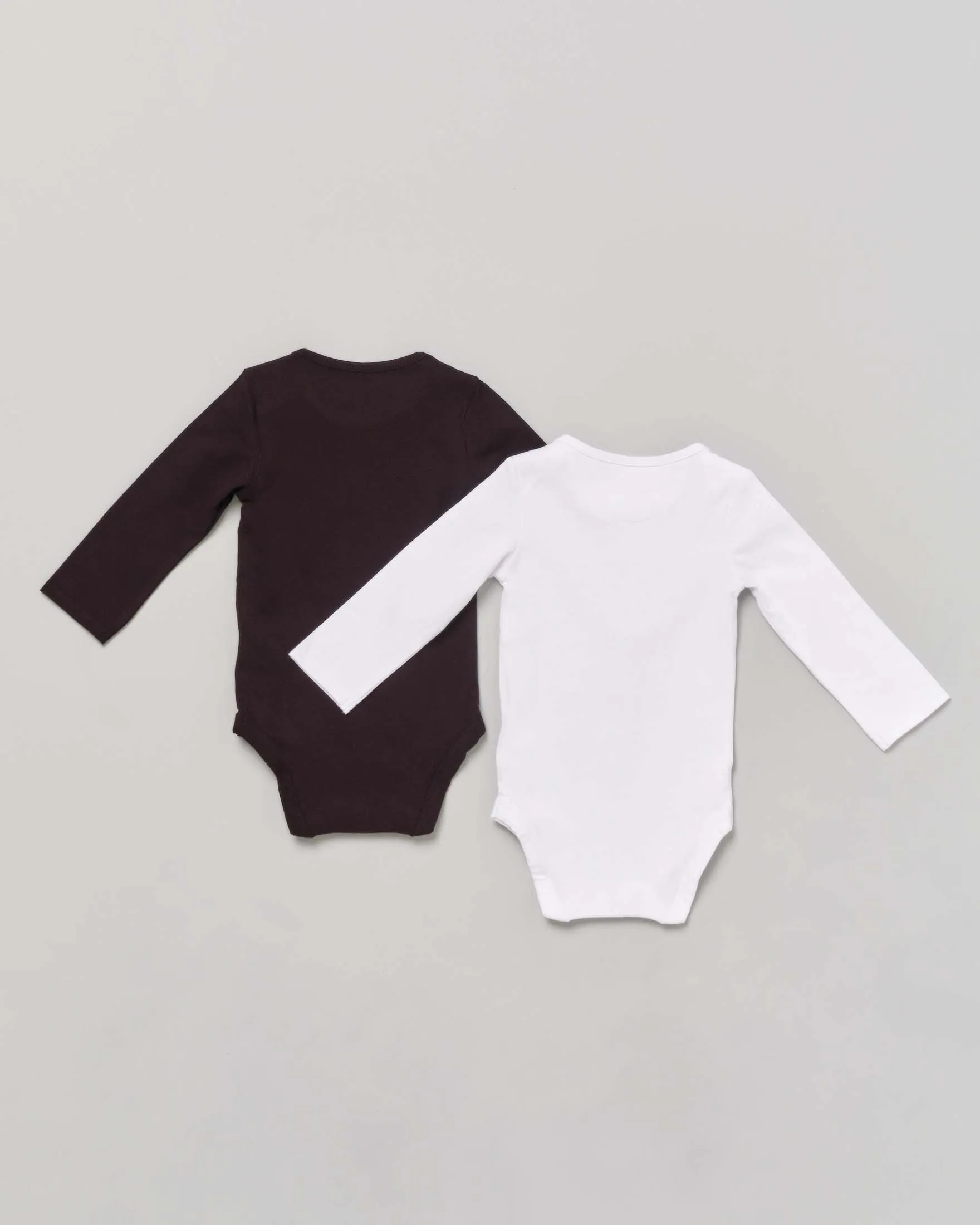 Set doppio body intimo bianco e nero con manica lunga e logo 74-86 cm