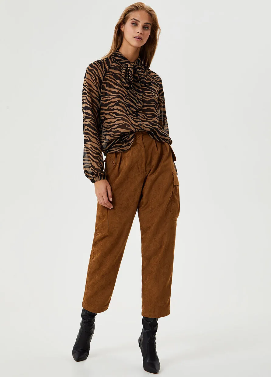 Shirt with bow / Brown