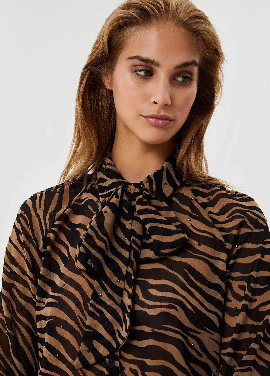 Shirt with bow / Brown