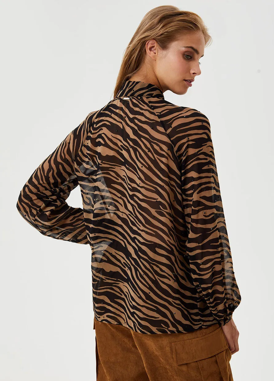 Shirt with bow / Brown