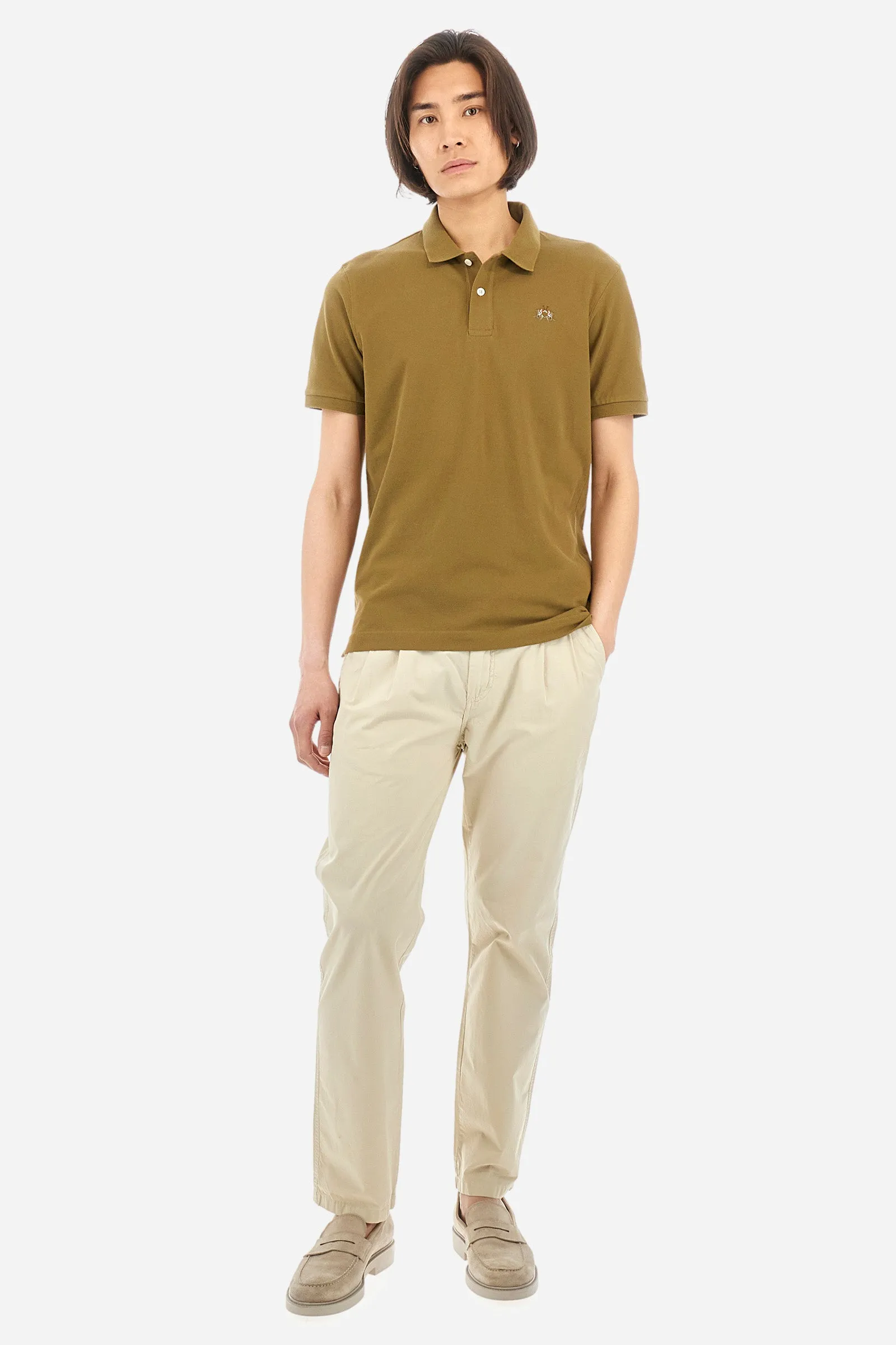Slim-fit polo shirt in stretch cotton - Eduardo