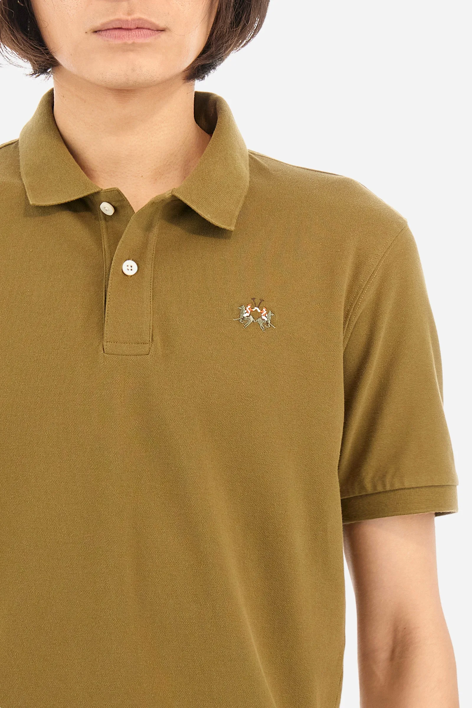 Slim-fit polo shirt in stretch cotton - Eduardo