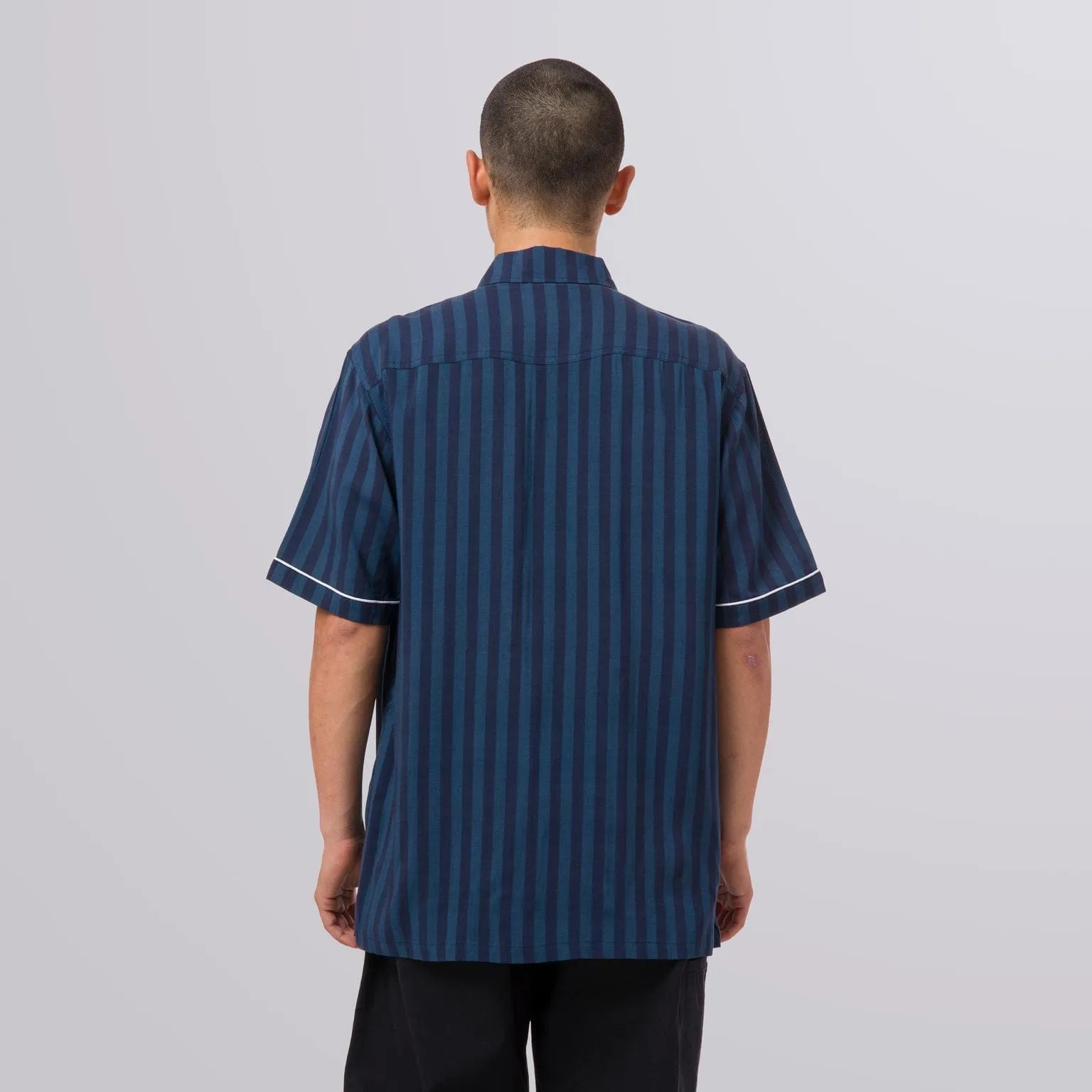 SOHO S/S WOVEN TOP - NAVY