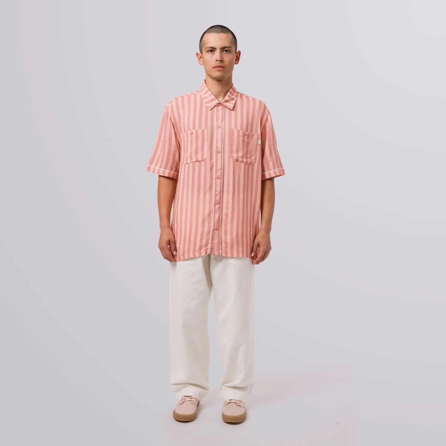 SOHO S/S WOVEN TOP - ROSE
