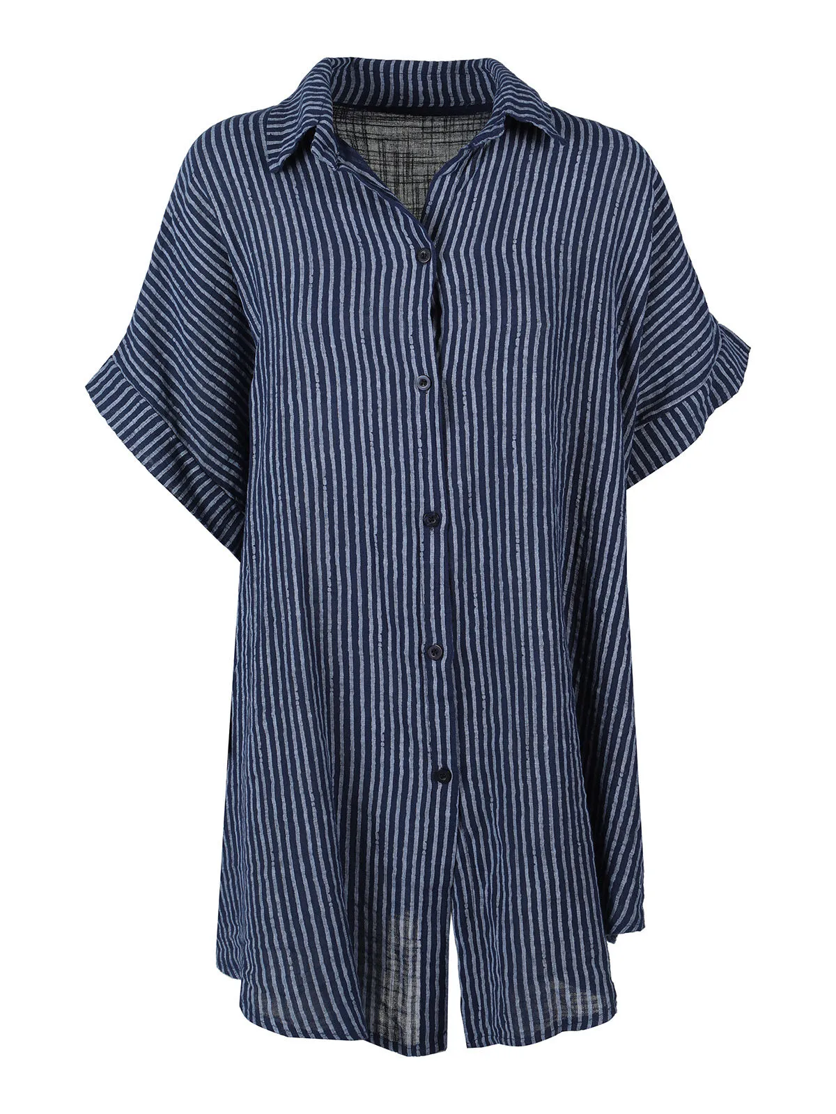 Solada Chemise longue femme rayée en coton