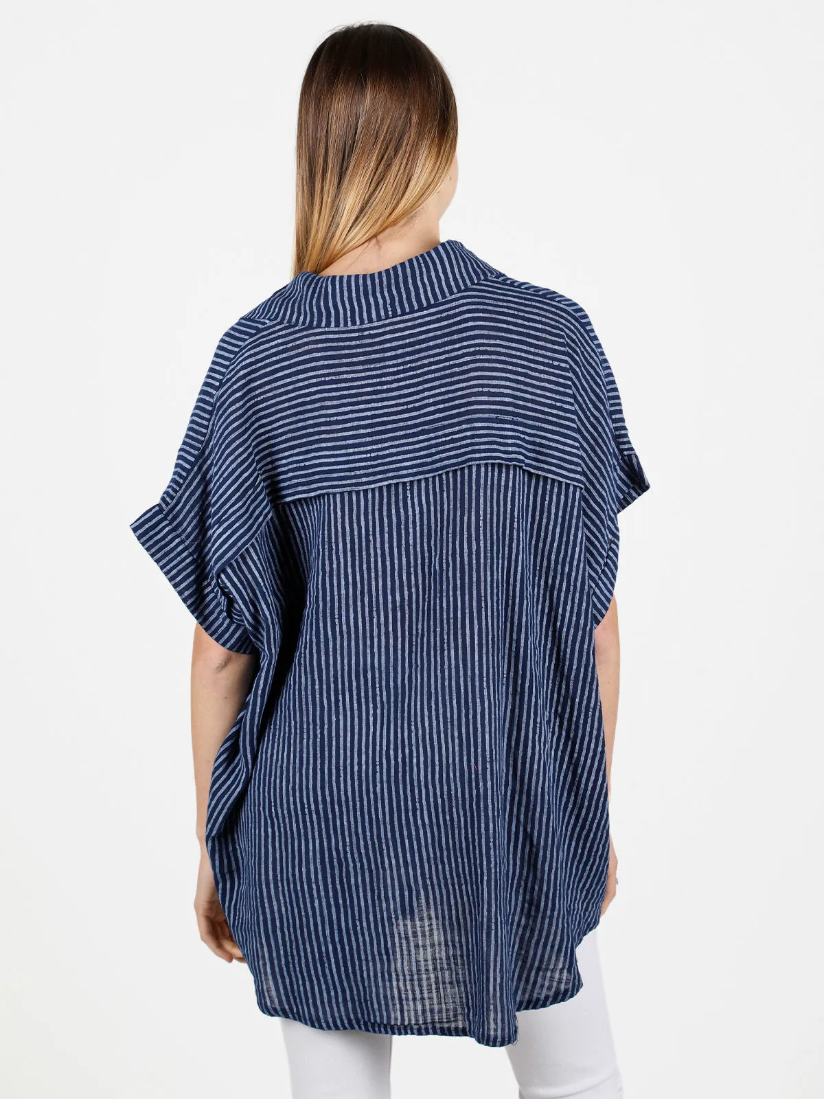 Solada Chemise longue femme rayée en coton