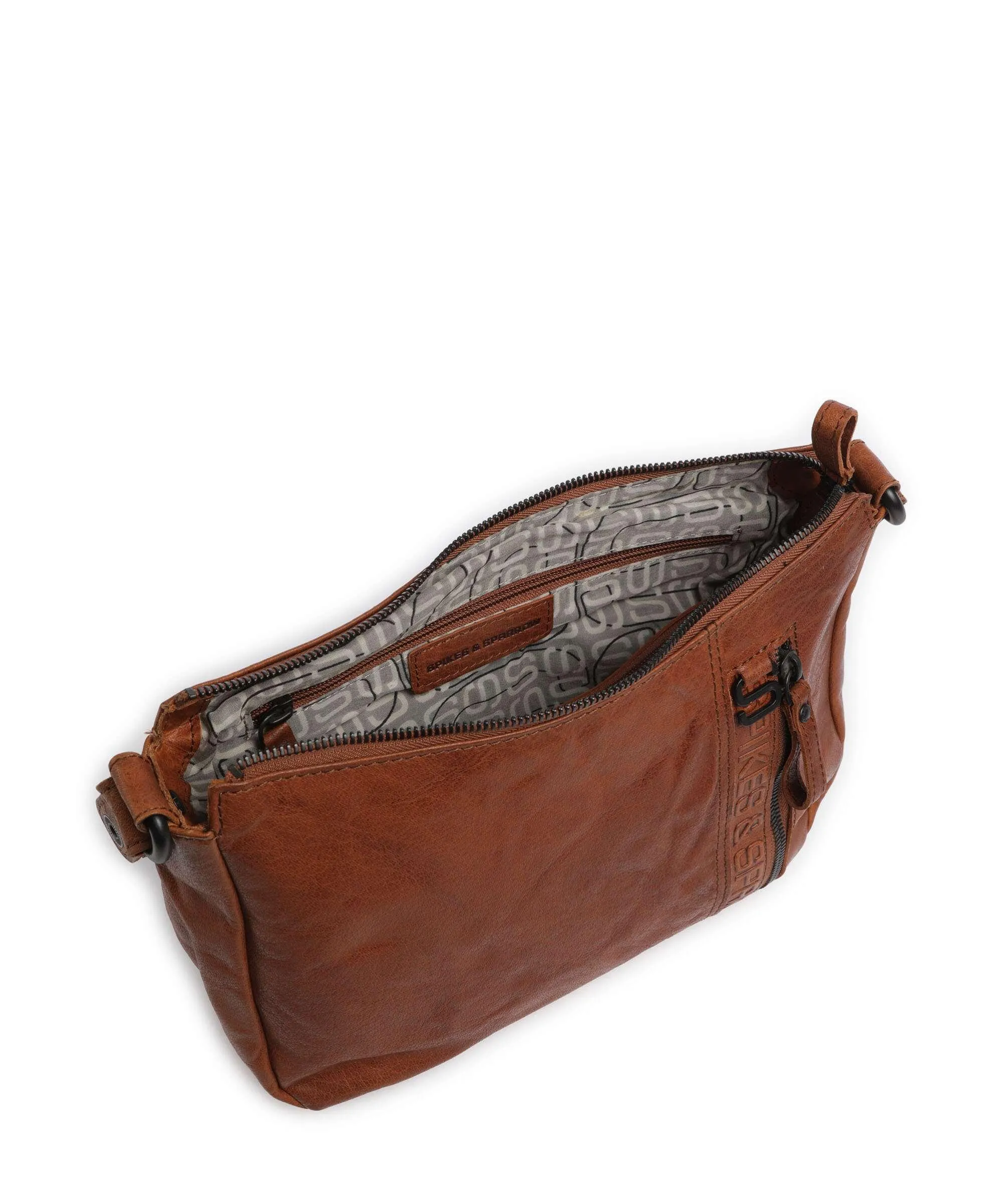  Spikes & Sparrow Bronco Alexi Borsa a spalla pelle granulata marrone  