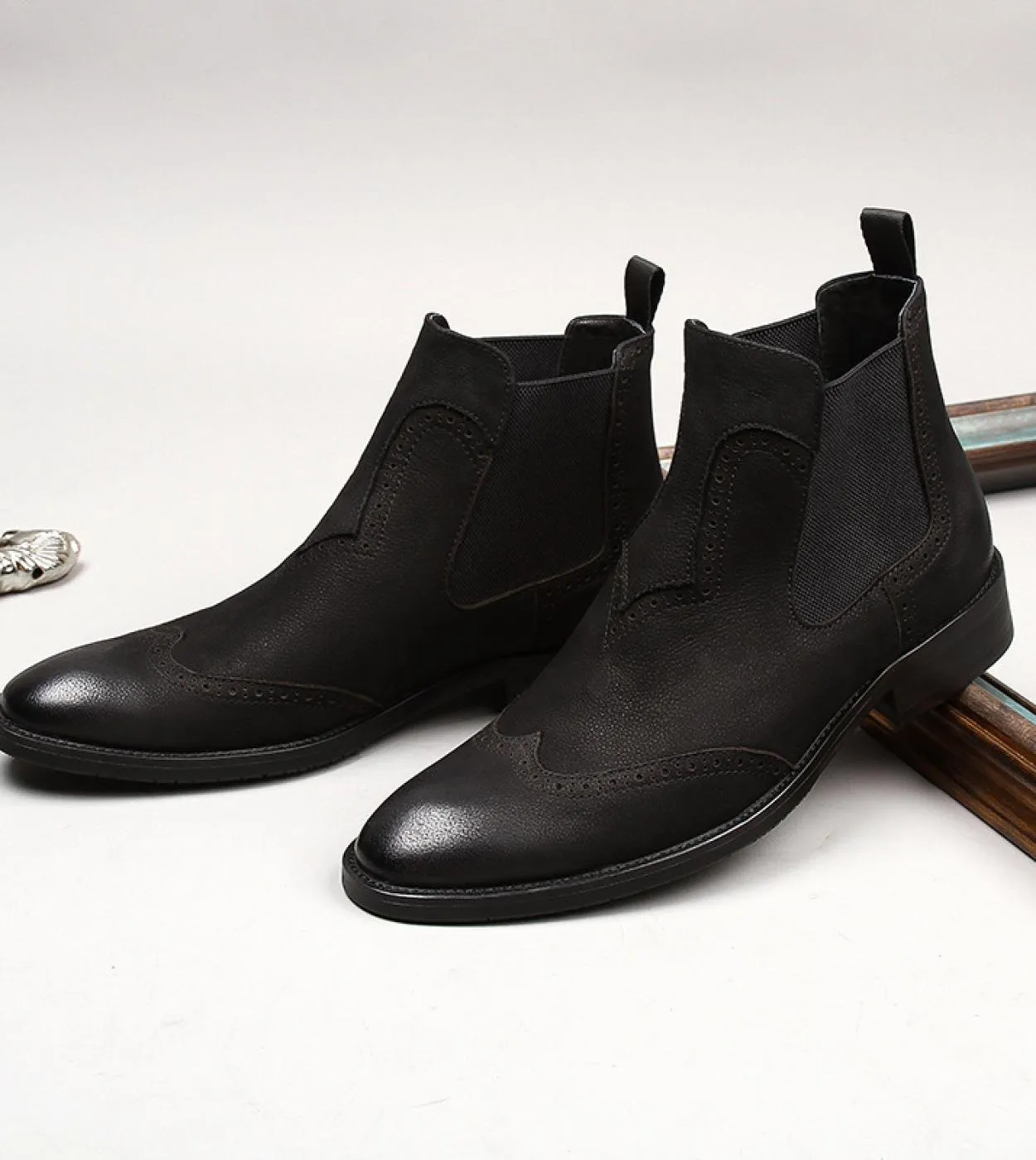 Stivale da sposa Chelsea in pelle da uomo Scarpe in pelle grigia Scarpe da uomo Stivali da uomo Stivali da uomo grigi