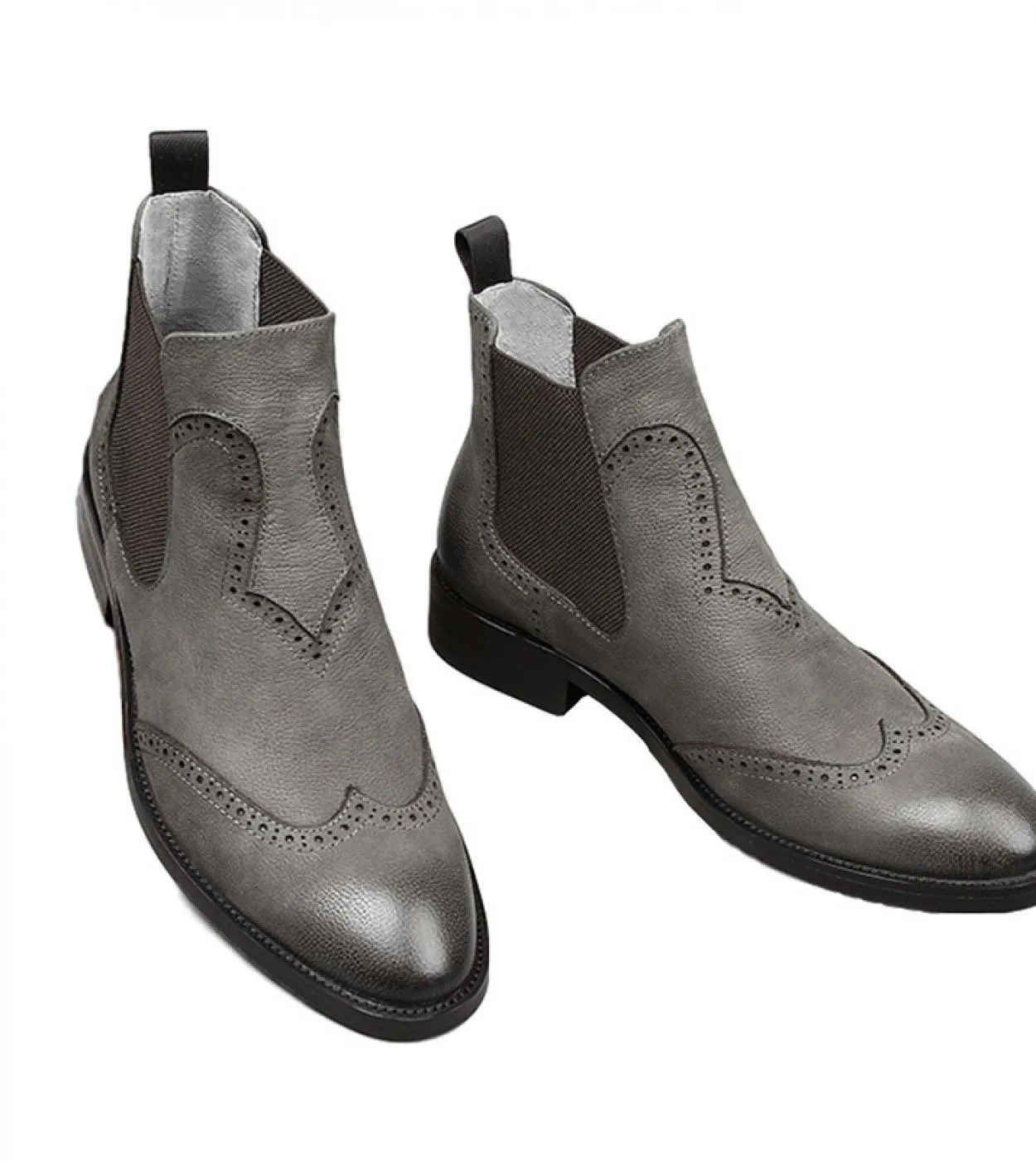 Stivale da sposa Chelsea in pelle da uomo Scarpe in pelle grigia Scarpe da uomo Stivali da uomo Stivali da uomo grigi