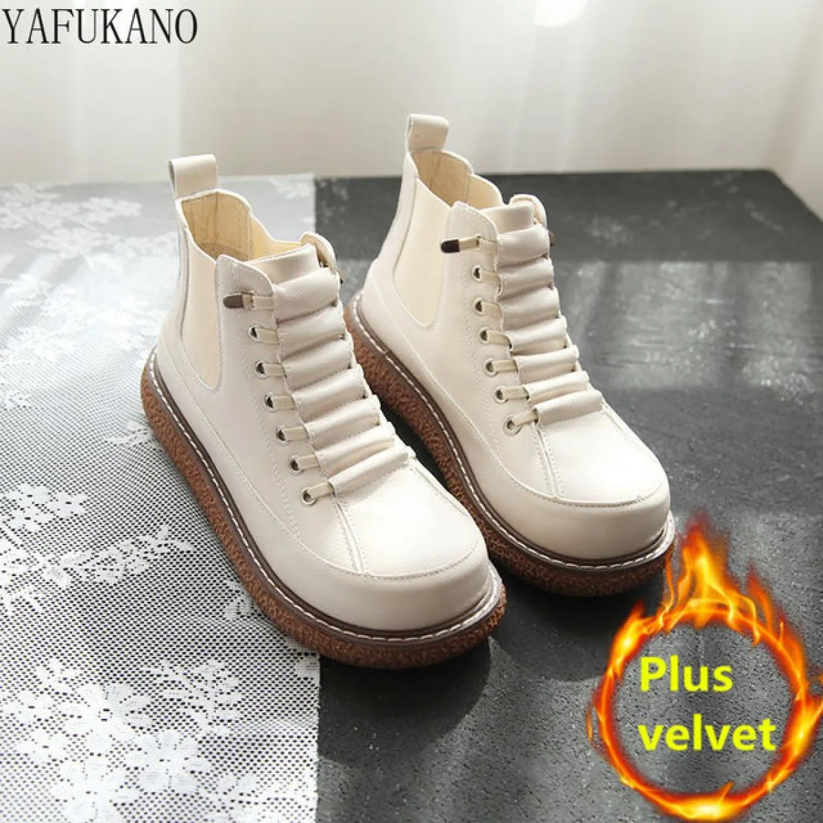 Stivali Chelsea con suola spessa Stivali corti con fascia elastica retrò College Wind Mori Plus Scarpe da bambola alte con testa