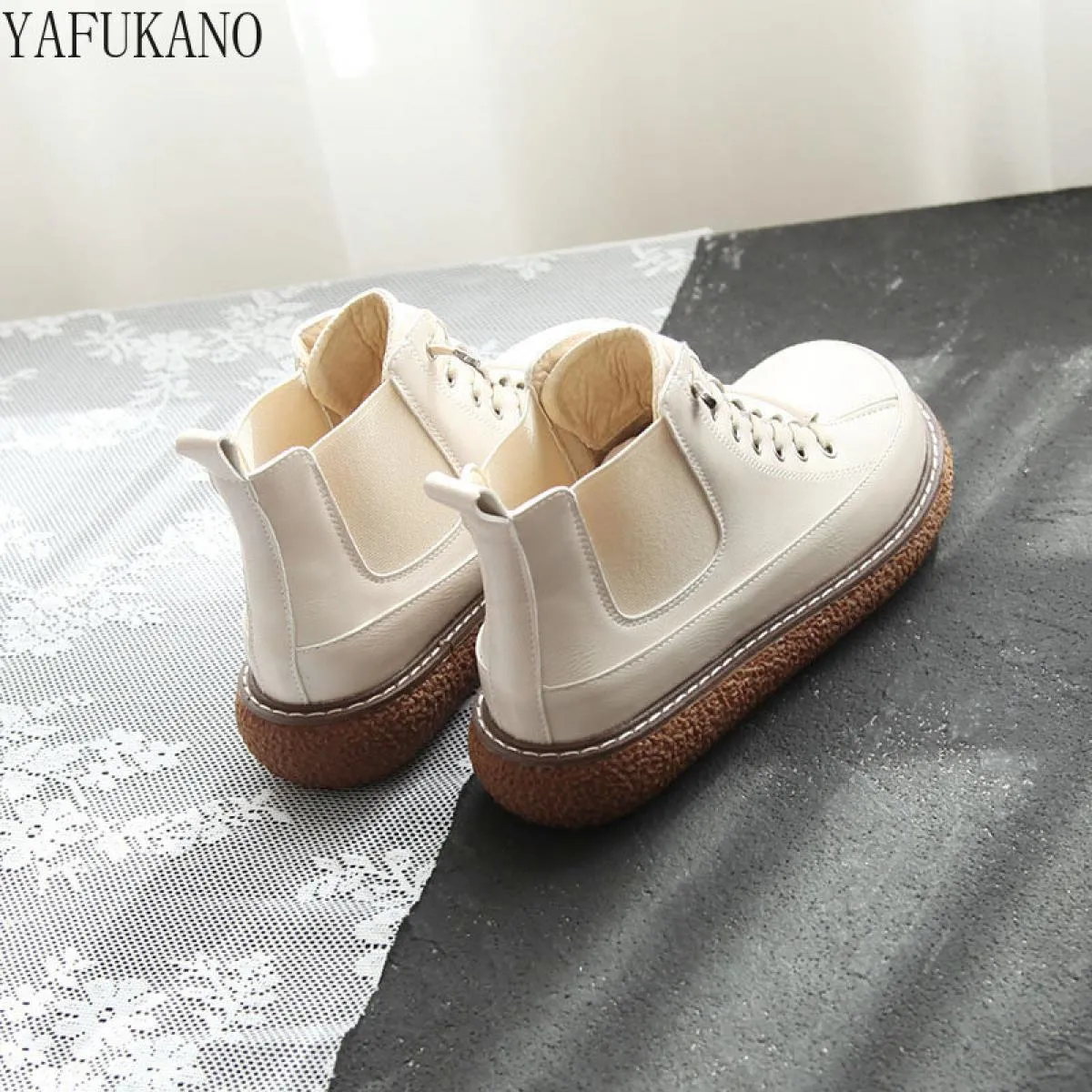 Stivali Chelsea con suola spessa Stivali corti con fascia elastica retrò College Wind Mori Plus Scarpe da bambola alte con testa