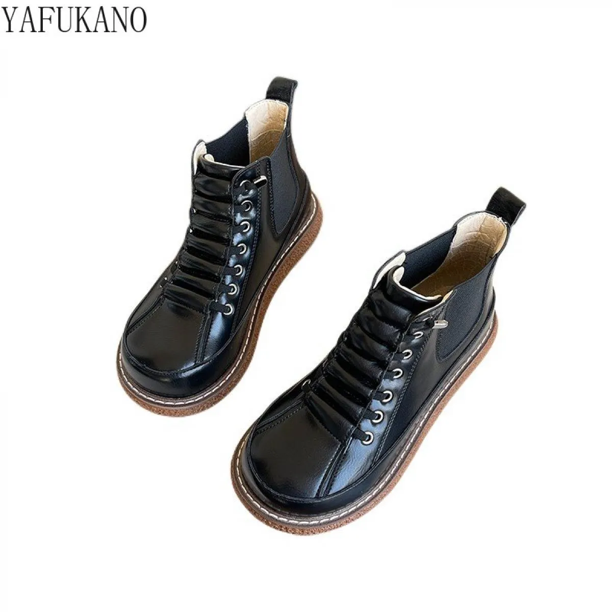 Stivali Chelsea con suola spessa Stivali corti con fascia elastica retrò College Wind Mori Plus Scarpe da bambola alte con testa
