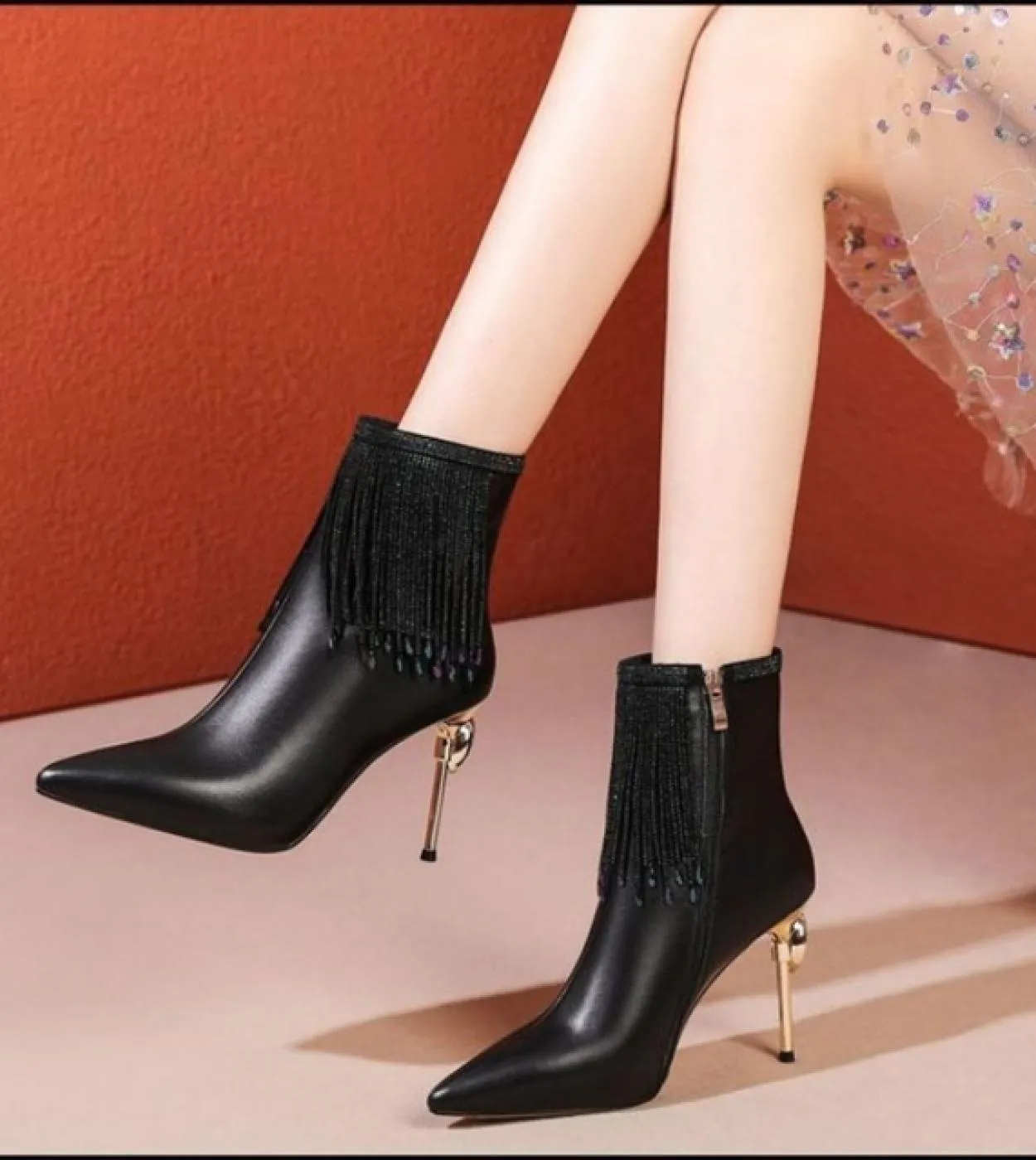Stivali Chelsea da donna con punta a punta Designer di marca Runway Tacchi alti sottili Nappa femminile in vera pelle Botas da d