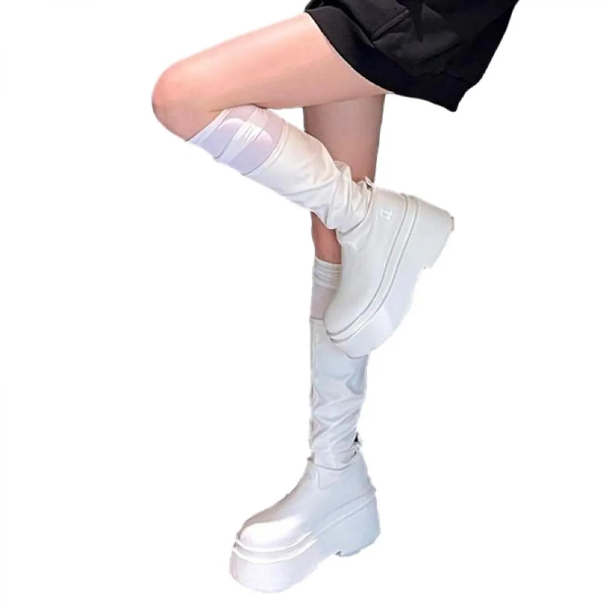 Stivali Chelsea da donna con tacco alto Stivali da neve da moto alti al ginocchio Punk 2023 Inverno Nuovo designer Scarpe casual
