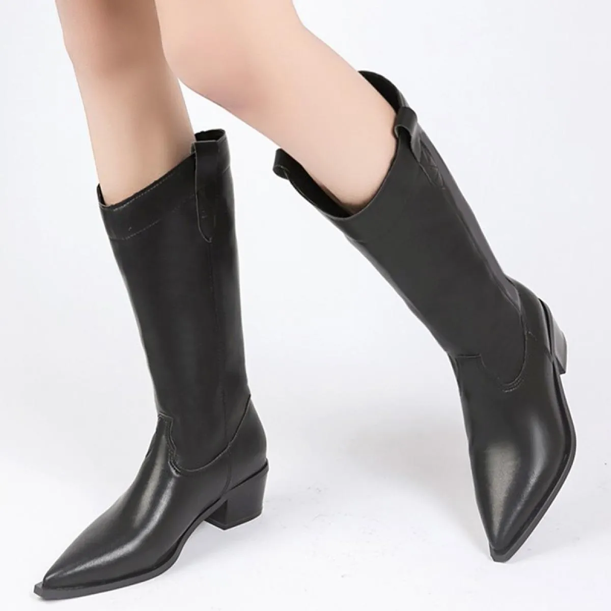 Stivali Chelsea da donna invernali con punta a punta Goth Fashion Scarpe con tacco medio 2023 New Fad Dress Gladiatore Chunky Mo