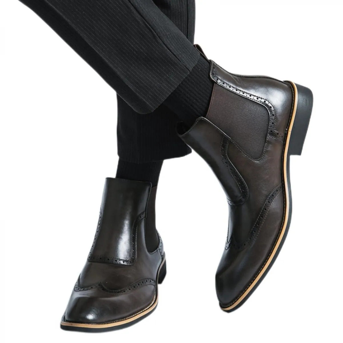 Stivali Chelsea da uomo nuovi Stivali formali fatti a mano con punta quadrata Scarpe da lavoro Stivali da uomo con spedizione gr