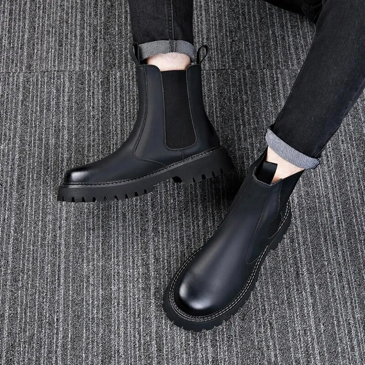 Stivali Chelsea da uomo One Step Mid Boot non possono dare il via grandi stivali gialli con suola spessa con maniche giovani in