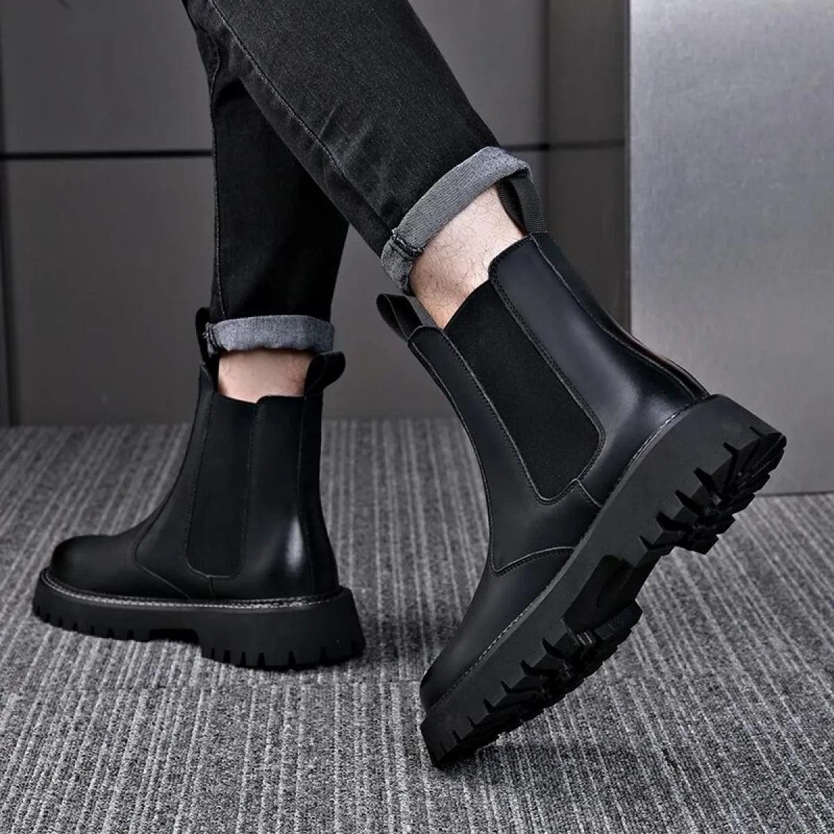 Stivali Chelsea da uomo One Step Mid Boot non possono dare il via grandi stivali gialli con suola spessa con maniche giovani in