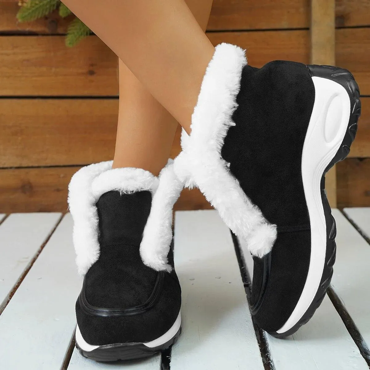 Stivali da donna Stivali da neve invernali Nuovi stivali invernali in peluche caldi di alta qualità Appartamenti da donna Tacco