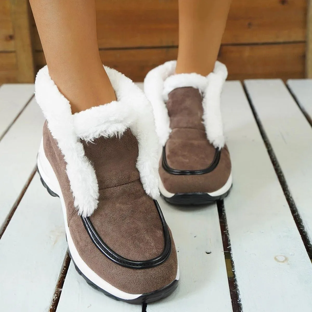 Stivali da donna Stivali da neve invernali Nuovi stivali invernali in peluche caldi di alta qualità Appartamenti da donna Tacco
