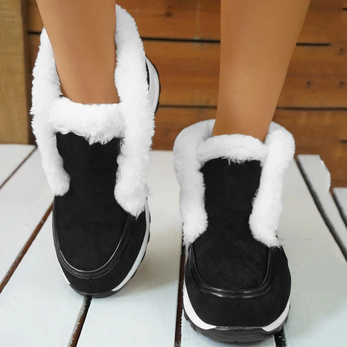 Stivali da donna Stivali da neve invernali Nuovi stivali invernali in peluche caldi di alta qualità Appartamenti da donna Tacco