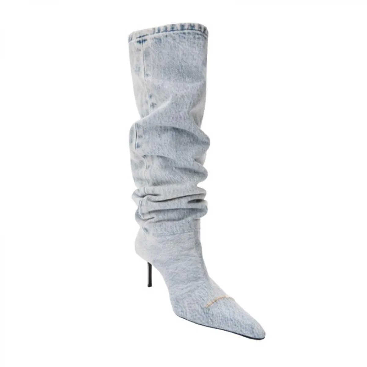 Stivali da moto Punta a punta Tacchi alti Scarpe da donna Stivali Chelsea alti al ginocchio 2023 Inverno Nuovo marchio di lusso