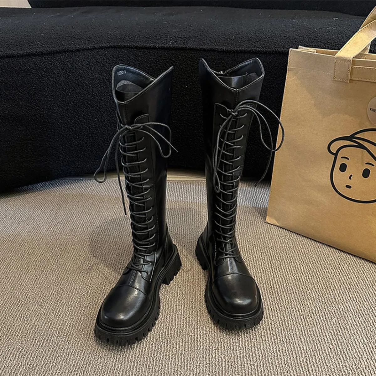 Stivali da moto Stivali Chelsea alti al ginocchio invernali Scarpe con plateau da donna Tacchi medi 2023 Fad New Trend Snow Goth