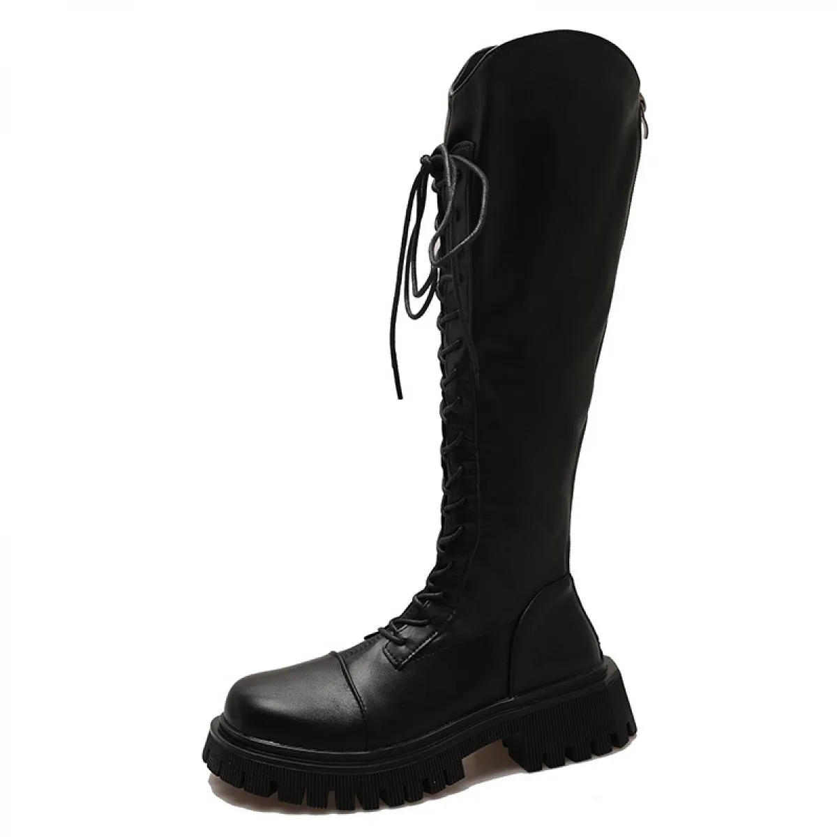 Stivali da moto Stivali Chelsea alti al ginocchio invernali Scarpe con plateau da donna Tacchi medi 2023 Fad New Trend Snow Goth