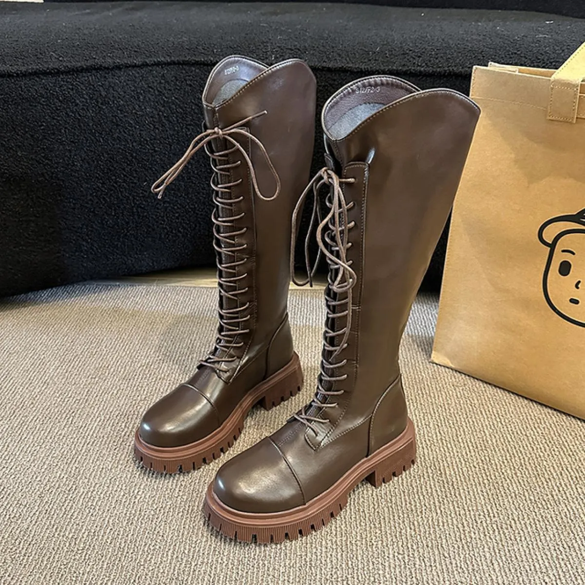 Stivali da moto Stivali Chelsea alti al ginocchio invernali Scarpe con plateau da donna Tacchi medi 2023 Fad New Trend Snow Goth