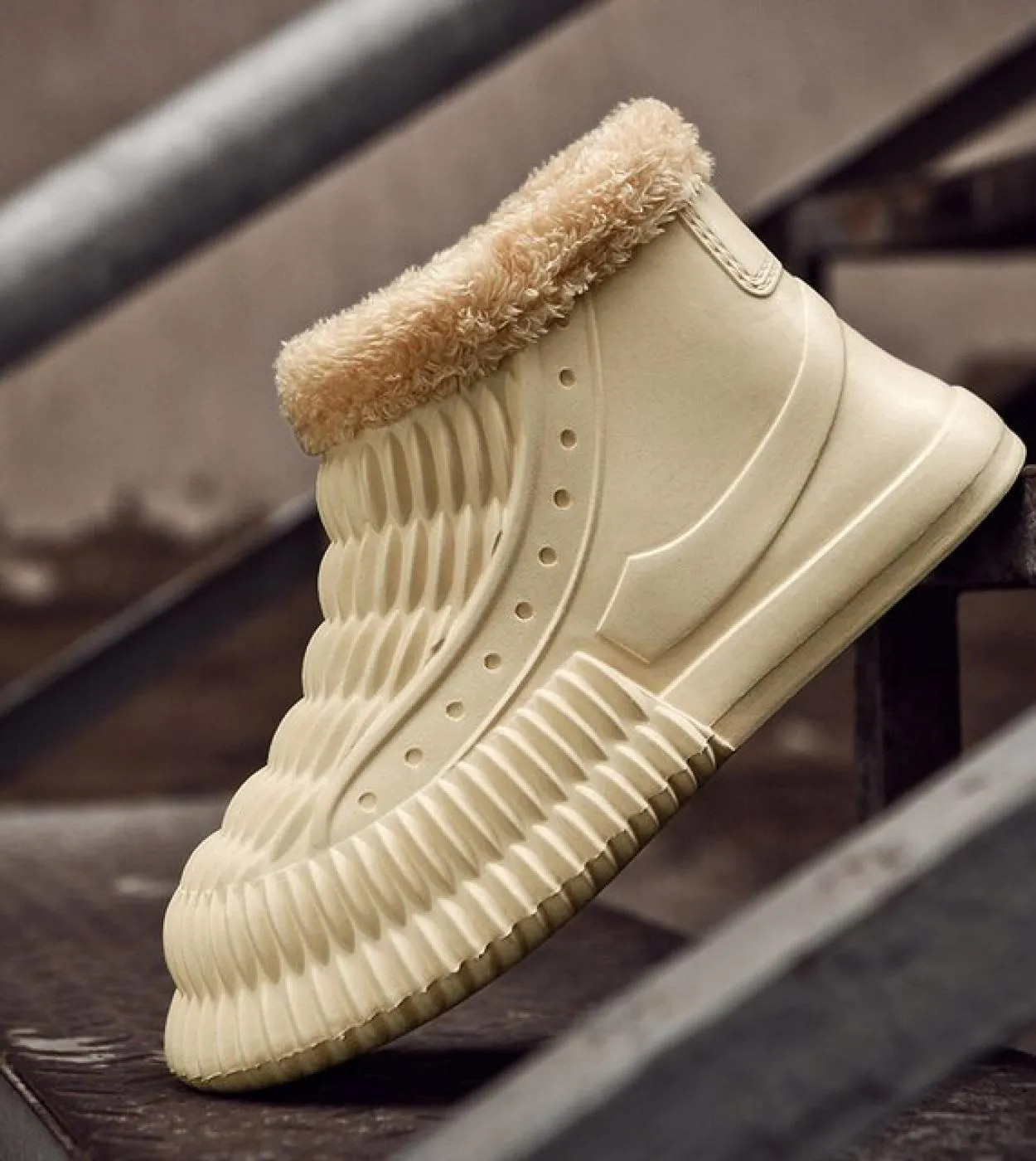 Stivali da neve allaperto Moda Scarpe di gomma da uomo Ispessito Peluche Antiscivolo Stivali da pioggia alla caviglia impermeab