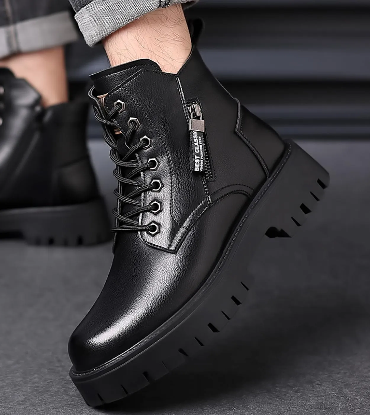 Stivali da neve caldi classici autunno inverno Suole spesse da uomo Stivali da lavoro antiscivolo Scarpe casual da esterno da uo