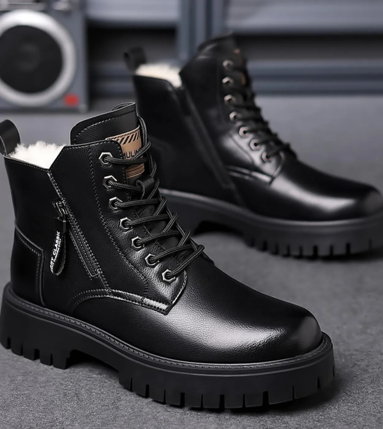 Stivali da neve caldi classici autunno inverno Suole spesse da uomo Stivali da lavoro antiscivolo Scarpe casual da esterno da uo
