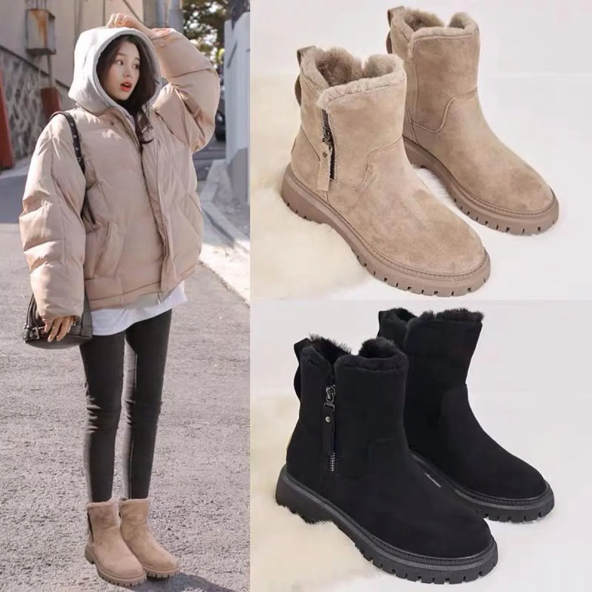 Stivali da neve Donna Inverno 2023 Nuovo Plus Scarpe da donna in velluto Stivali caldi Scarpe di cotone spesso Stivali pelosi da