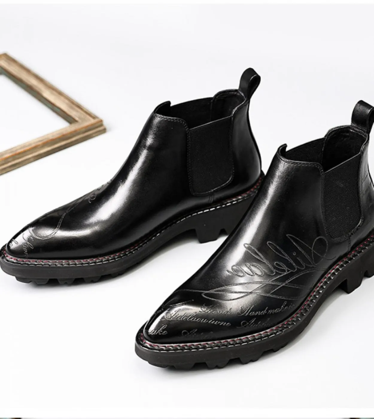 Stivali da uomo con plateau in vera pelle Scarpe Chelsea alla caviglia da uomo di moda di design fatto a mano di lusso Nuovo sti