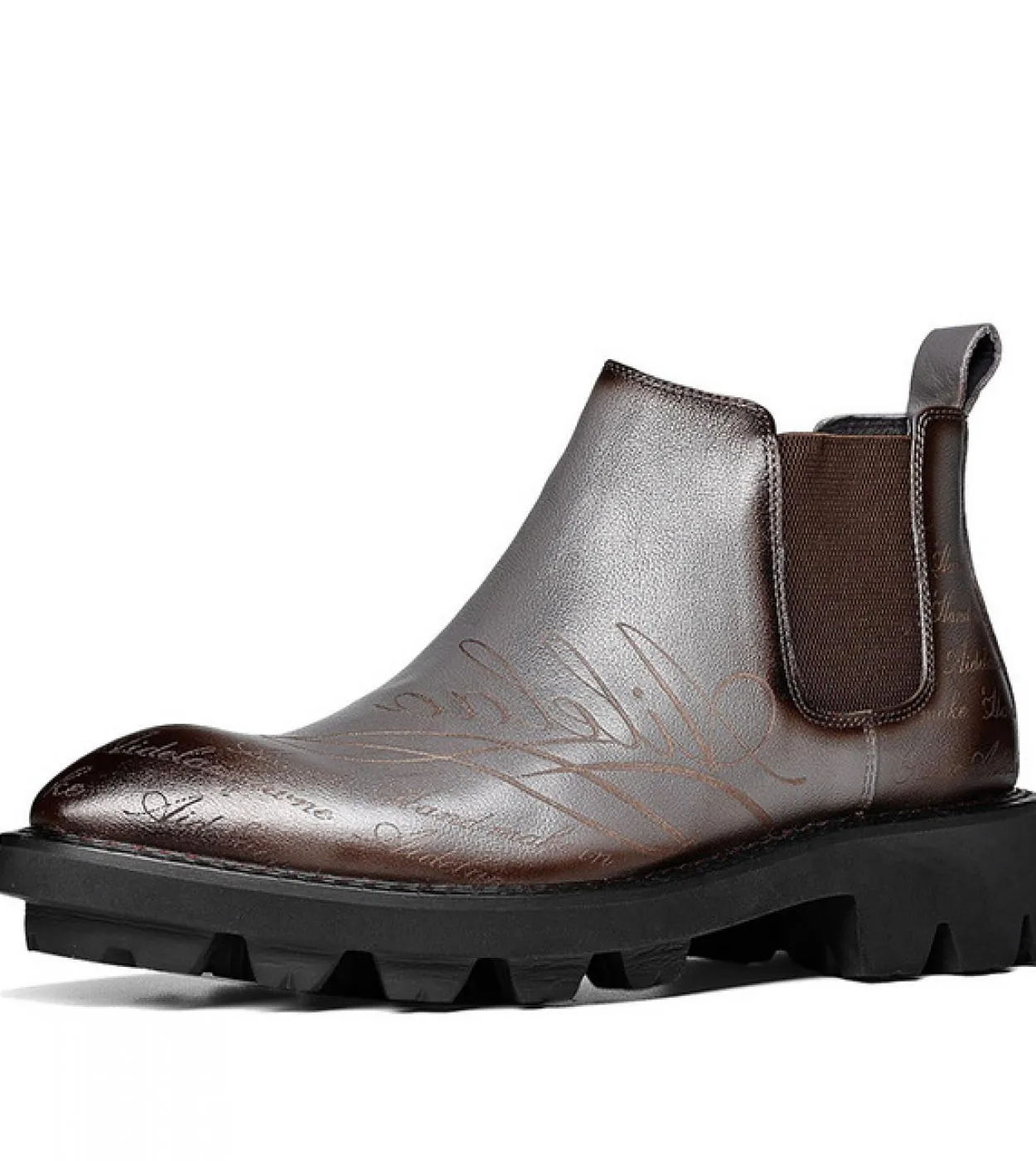 Stivali da uomo con plateau in vera pelle Scarpe Chelsea alla caviglia da uomo di moda di design fatto a mano di lusso Nuovo sti