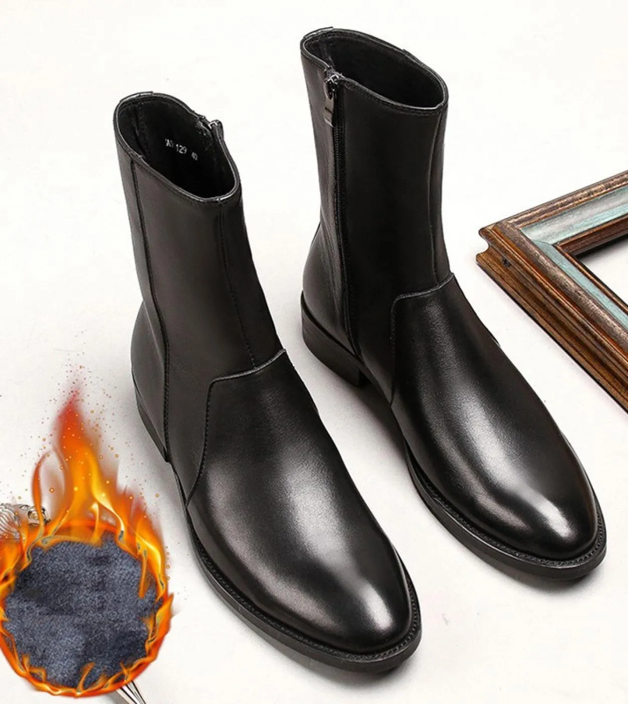 Stivali da uomo di marca di lusso in vera pelle 2023 stivali Chelsea neri caldi invernali per uomo nuovo stile confortevole qual