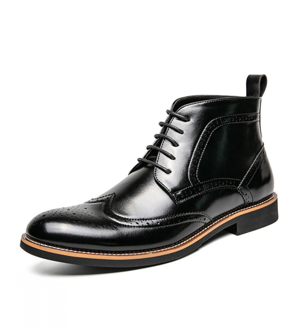 Stivali da uomo di marca italiana Stivali alti neri Chelsea da uomo con lacci Stivali casual da uomo in pelle stile britannico A